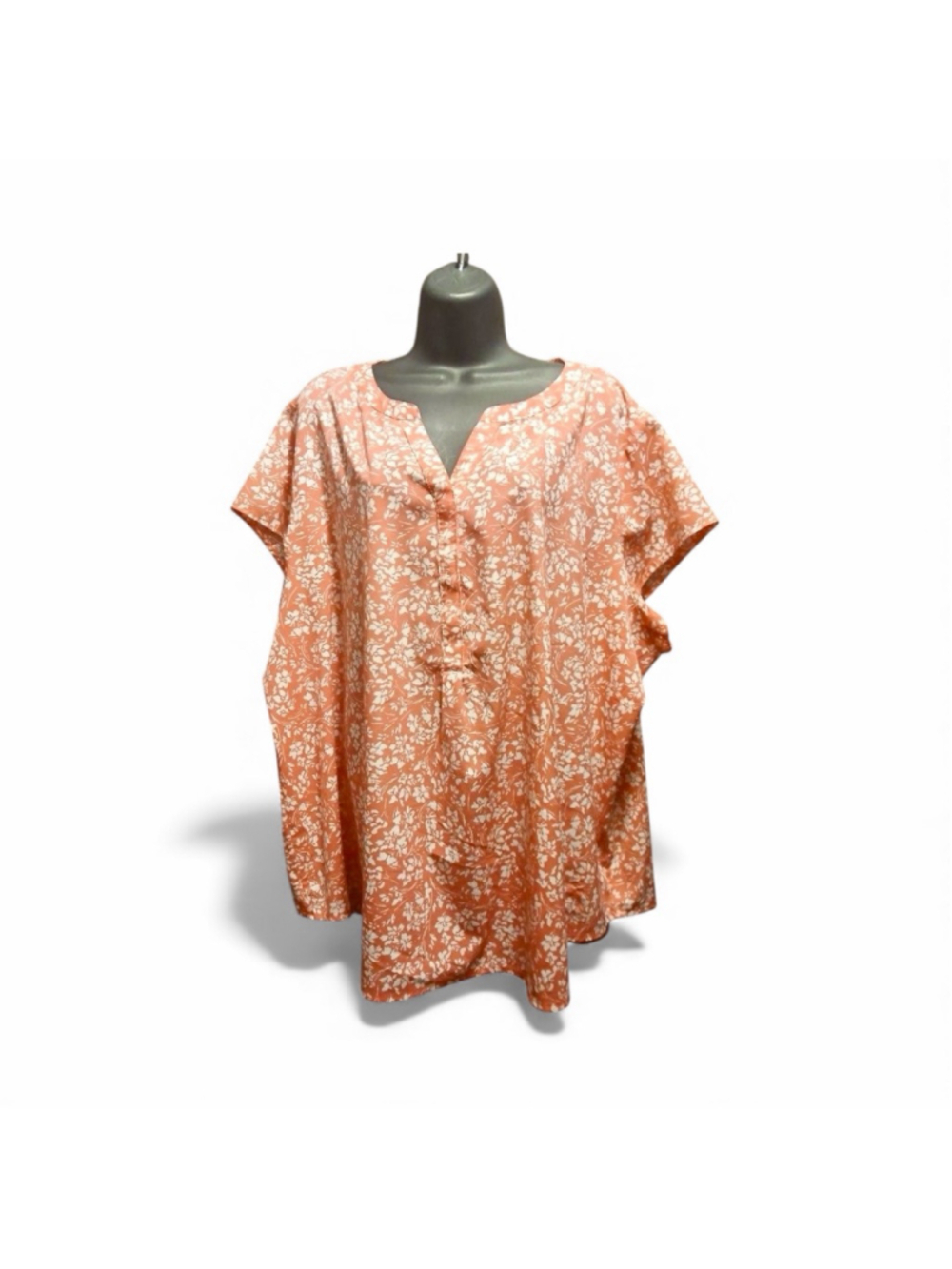 Croft & Barrow Women's Floral Print Short Sleeve Blouse Pink - Size 3X - INV363